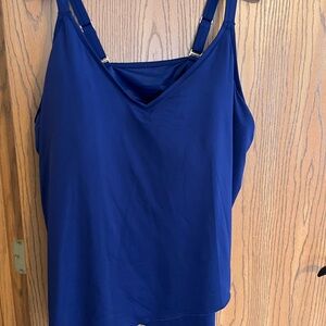 NWOT Lands' End Sz 3X (24W-26W) Tulip Hem Tankini Swim Top Deep Sea Blue